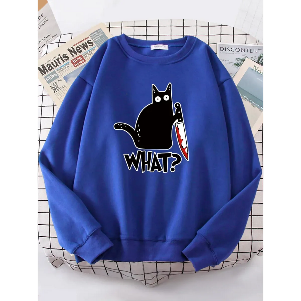 Kitty Say "What?" Sweatshirt - Harajuku Casual Hoody