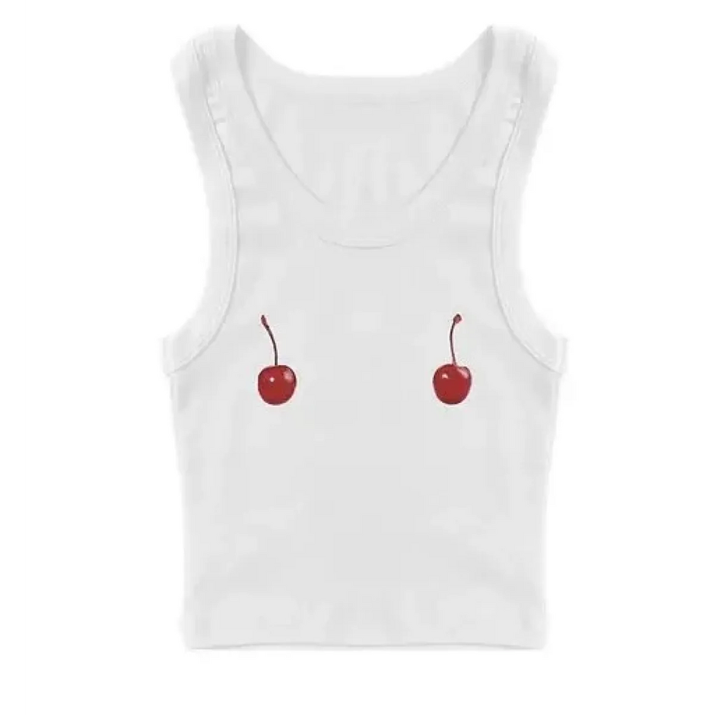 Harajuku Cherry Tee - Sleeveless Streetwear Crop