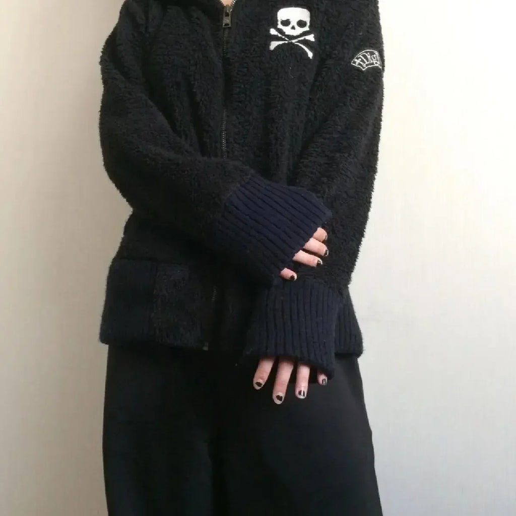 Harajuku Grunge Skull Zip Hoodie