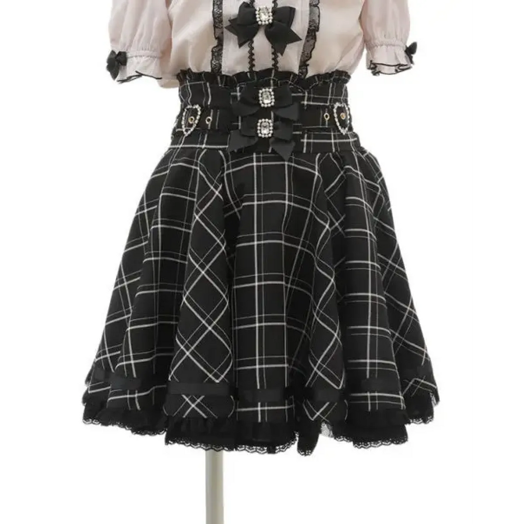 High Waist Lolita Skirt – Lace Trim & Bow Detail