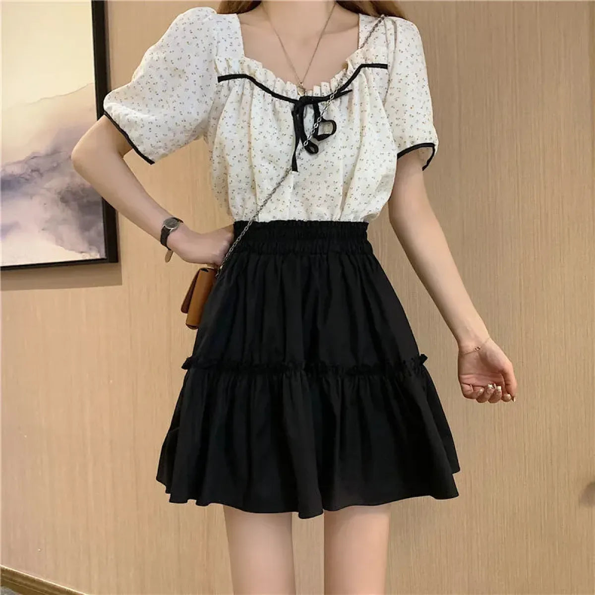 Kawaii Cottage-core High Waist Mini Skirt