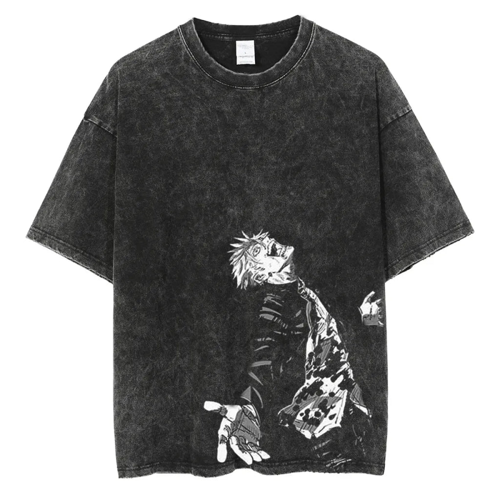 Hip Hop Streetwear Vintage T-shirt - Japanese Anime Graphic Print