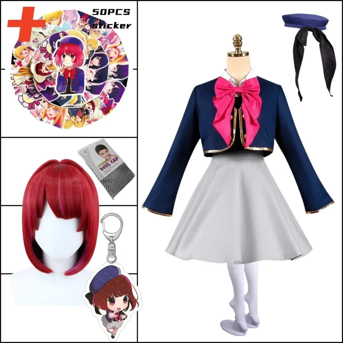 OSHI NO KO Ai Hoshino Cosplay Costume - Lolita Pink Uniform Dress