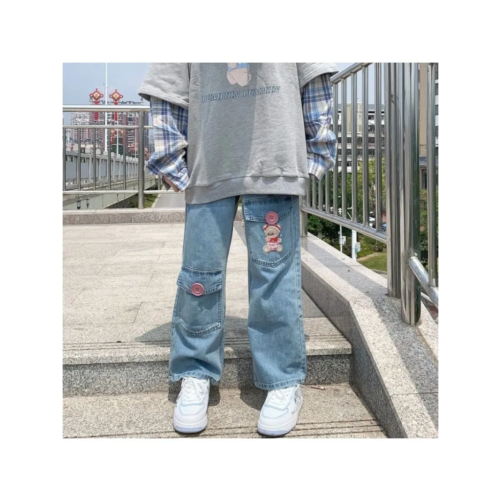 Japan Preppy Style Denim Trousers