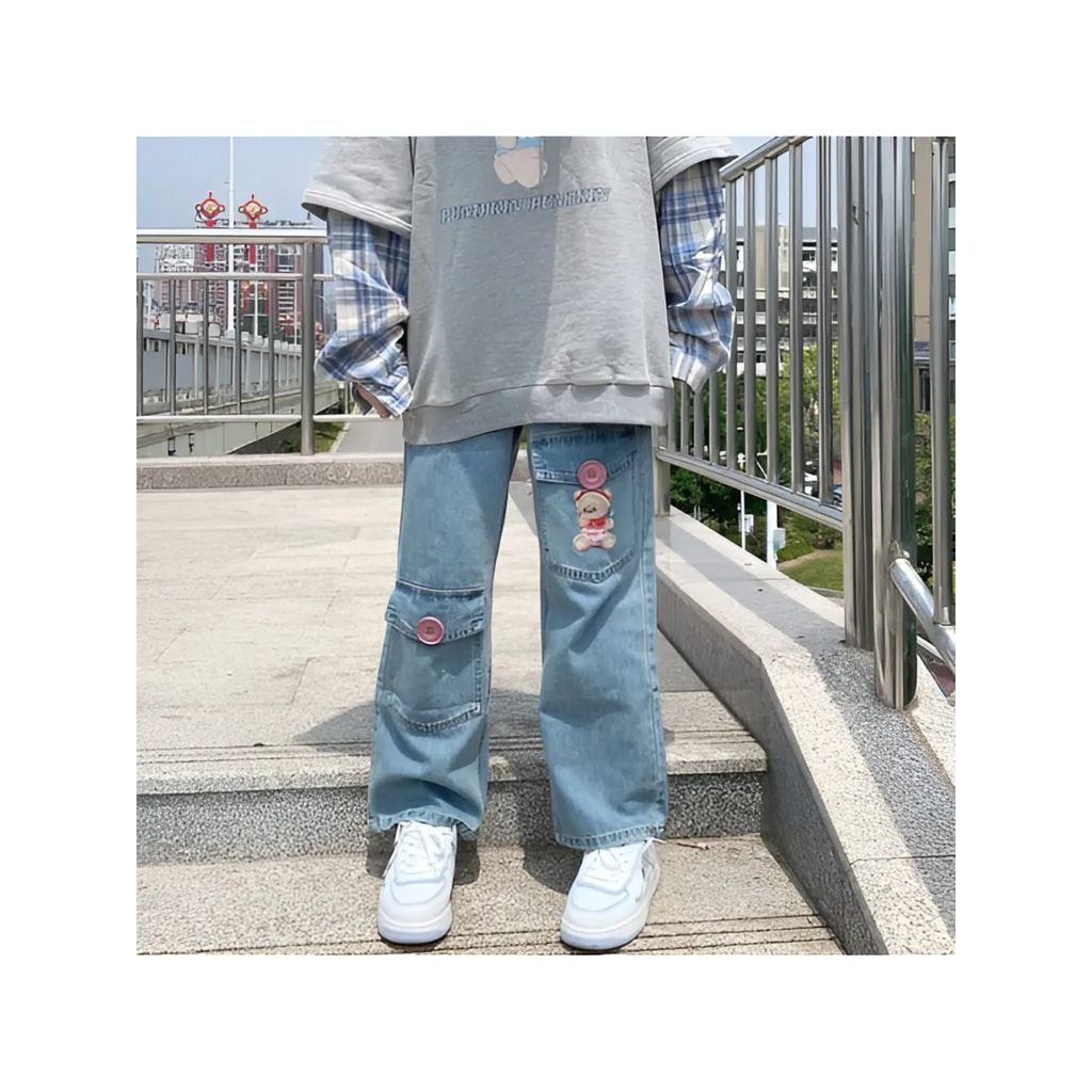 Japan Preppy Style Denim Trousers