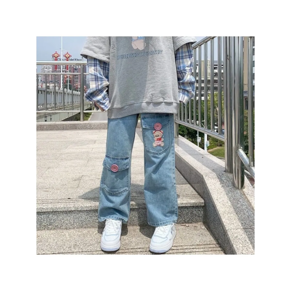 Japan Preppy Style Denim Trousers