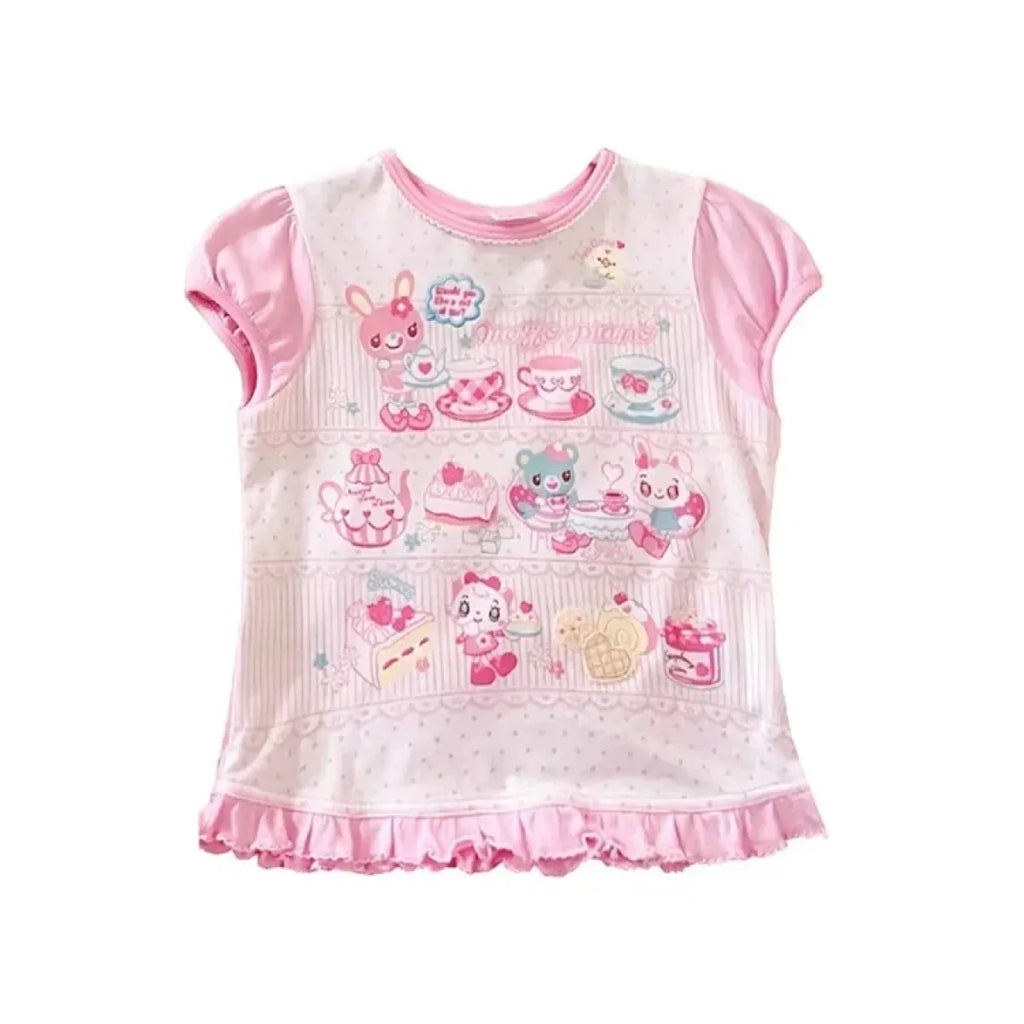 Cute Japanese Print T-Shirt – Colorful Kawaii Summer Top for Girls