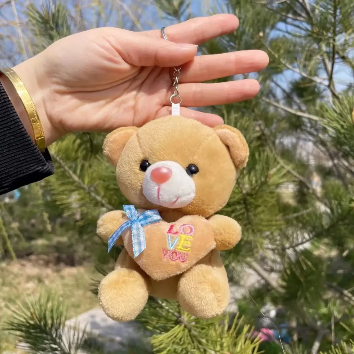Kawaii Mini Plush Teddy Bear Keychain – Soft 10CM Stuffed Toy