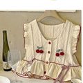 Kawaii Patchwork Cherry Bow Knit Sweater Vest