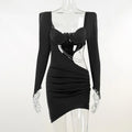 Hollow Out Full Sleeve Mini Dress