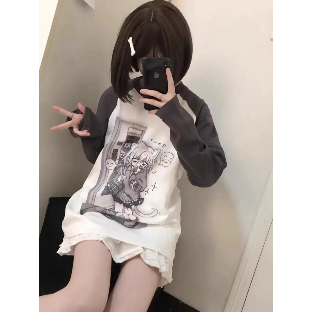 Kawaii Y2K Harajuku Top – Detachable Sleeve Anime Tee