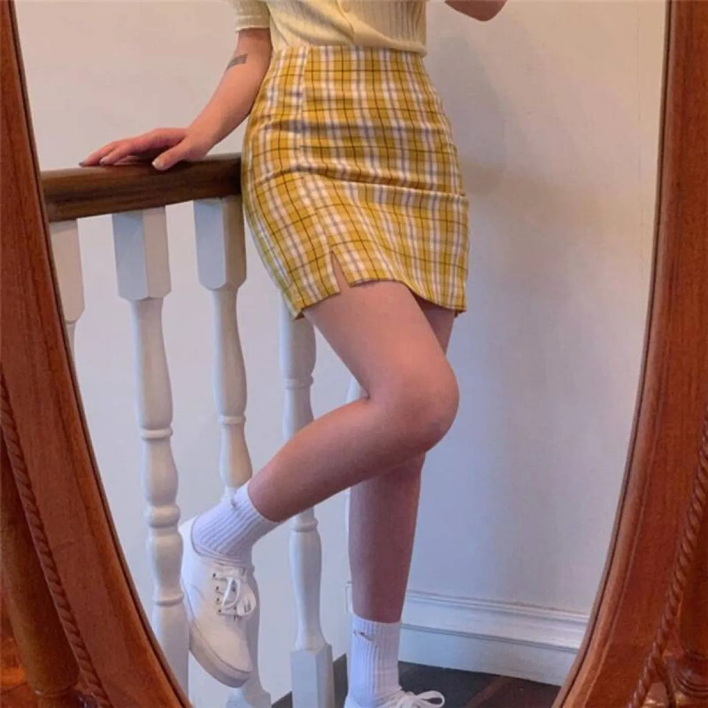 Korean Colored Plaid Skirt