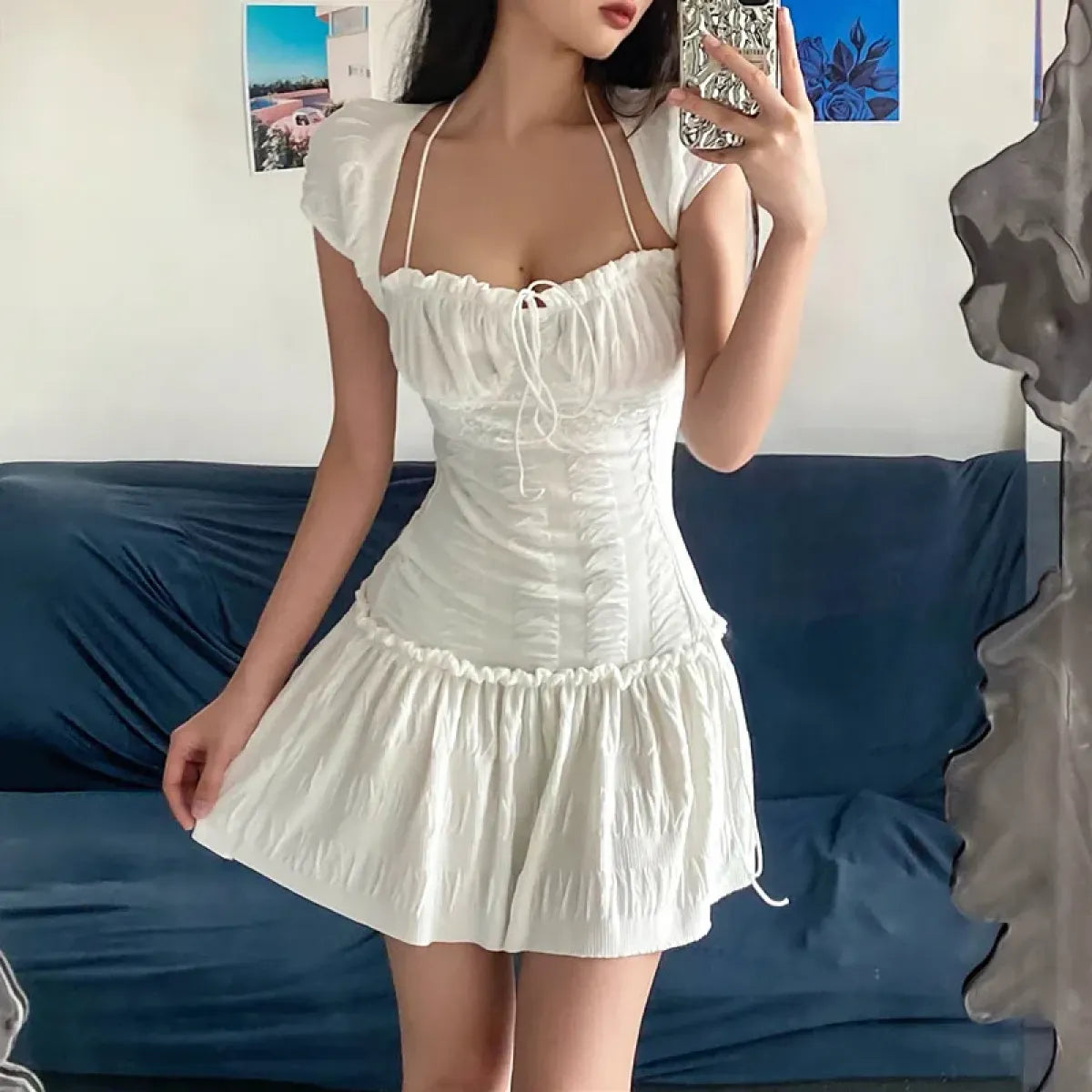 Halter Lace Mini Dress