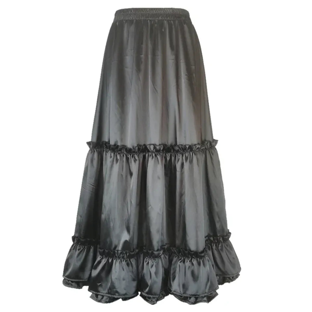 Lavender Satin Tiered Lolita Skirt – Ruffled Elegant Goth