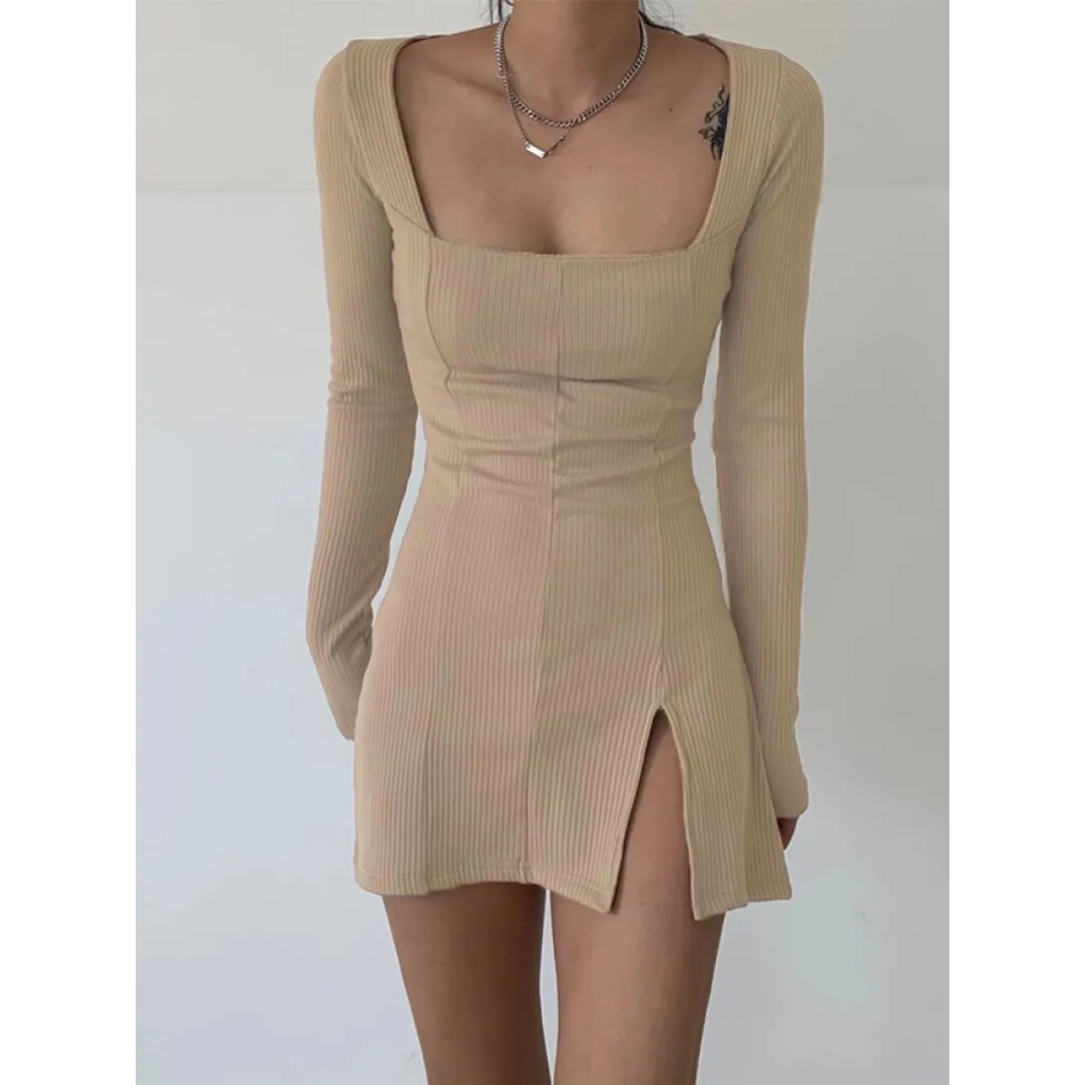 Solid Casual Knitted Dresses