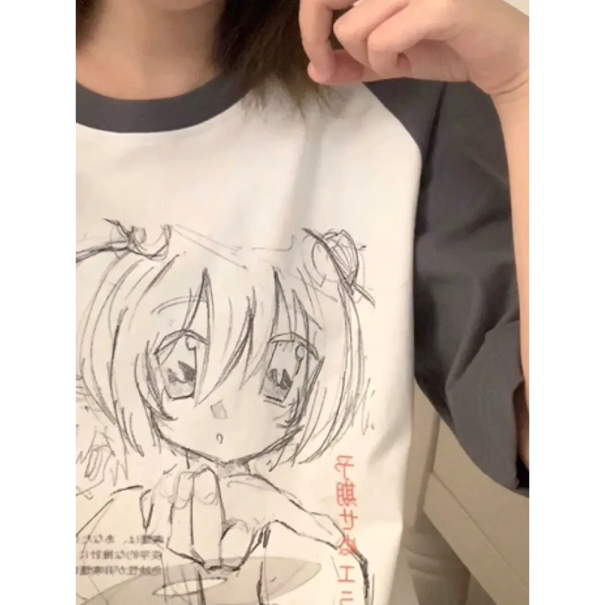 Loose Fit Cartoon Print T-Shirt Harajuku