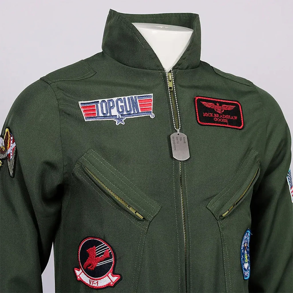 Top Gun Maverick Flight Suit – Pilot Cosplay Costume with Glasses