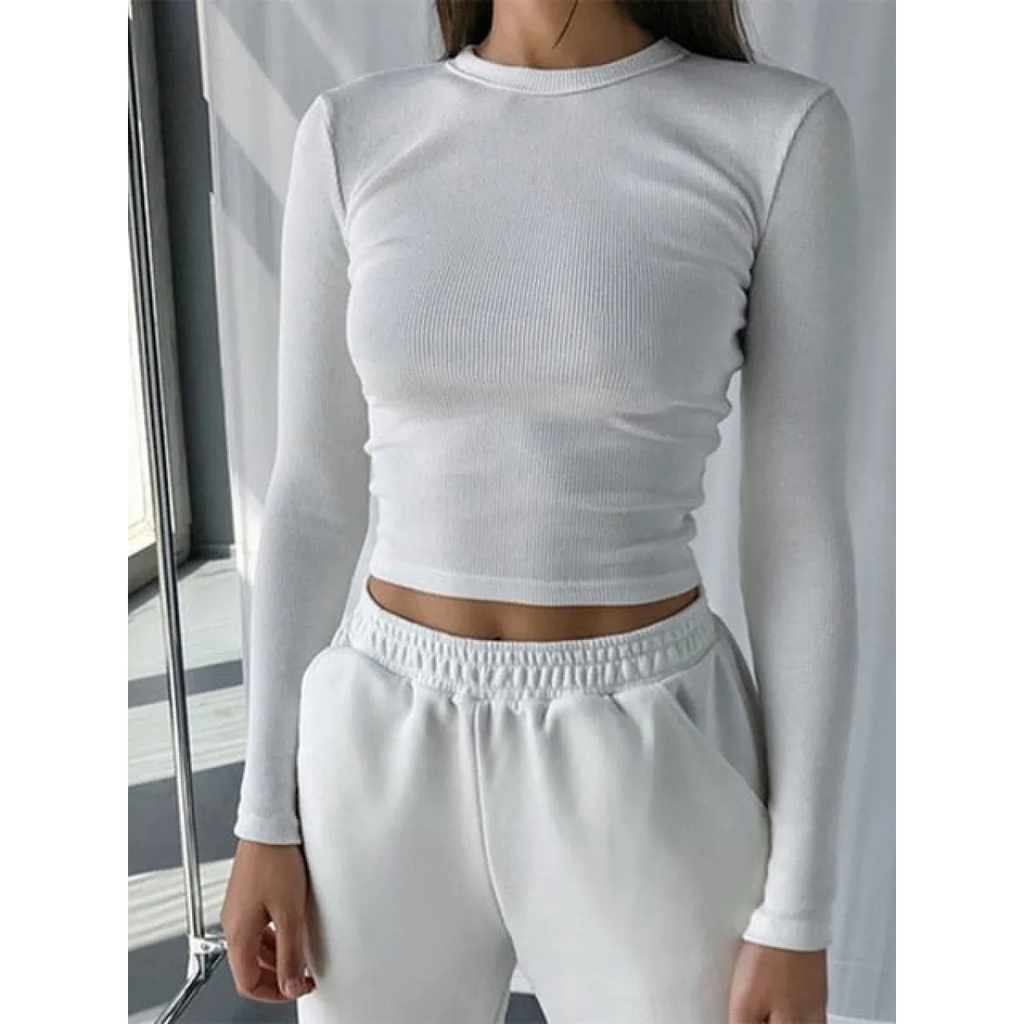 Sexy Ribbed Cropped T-Shirt