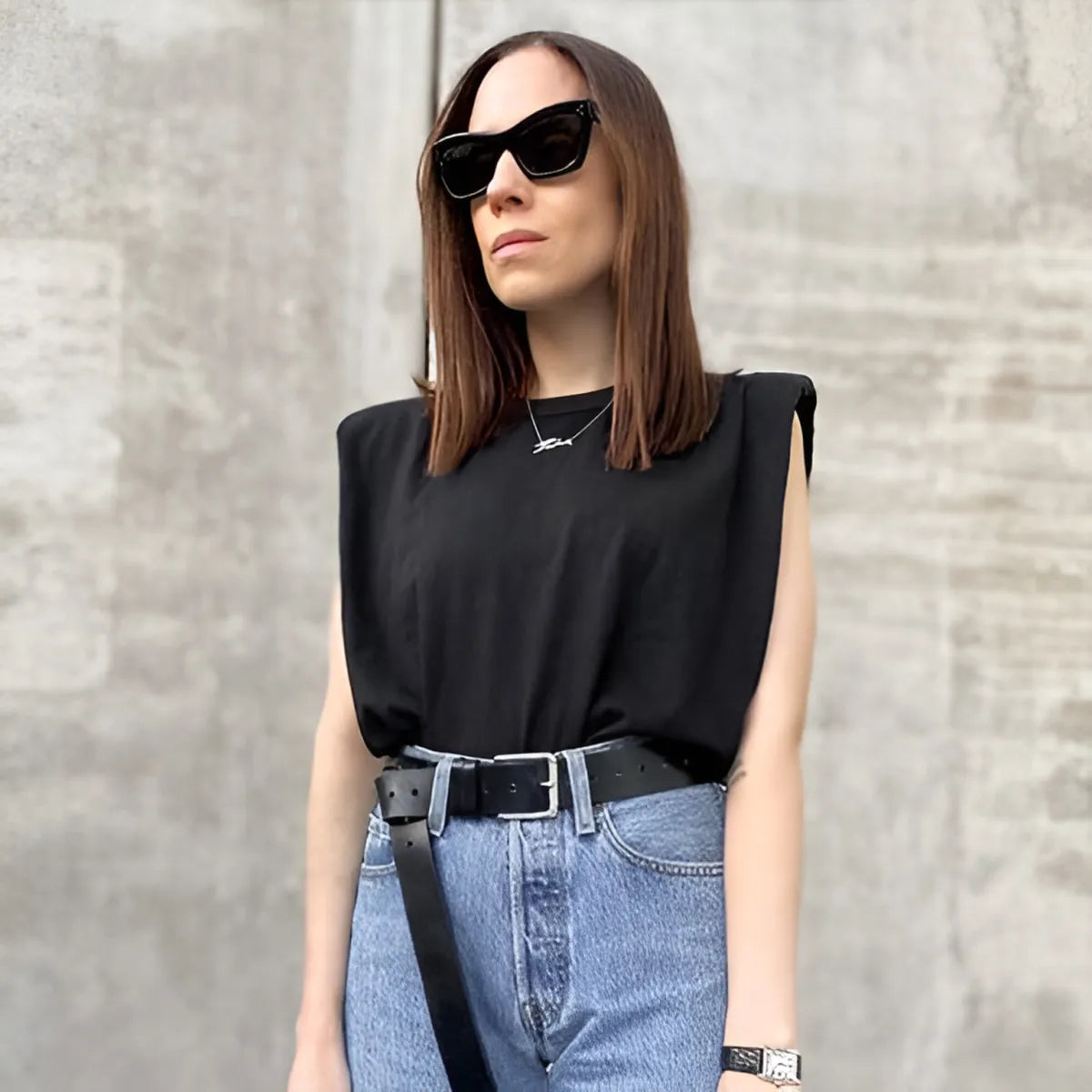 Ladies Padded Shoulder Blouse