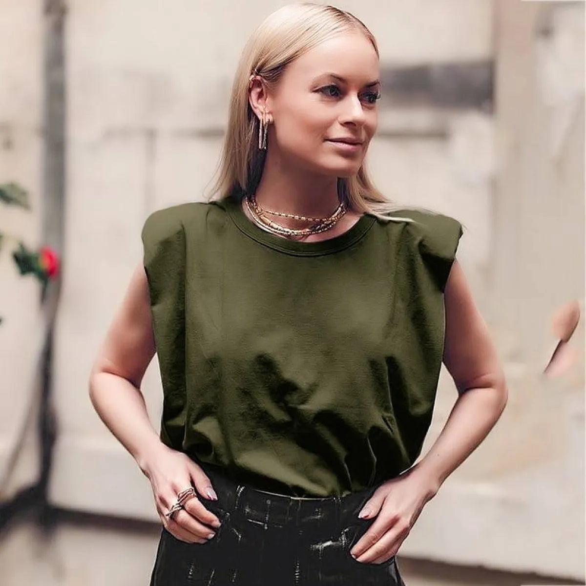 Ladies Padded Shoulder Blouse
