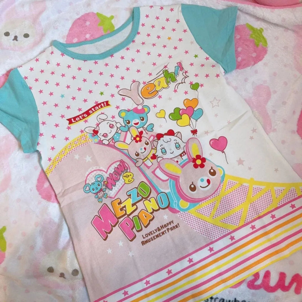 Pastel Kawaii Harajuku Crop Top – Cartoon Print Y2K Aesthetic Tee