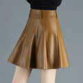 High Waist Pleated Leather Skirt – Korean Style Mini Skirt