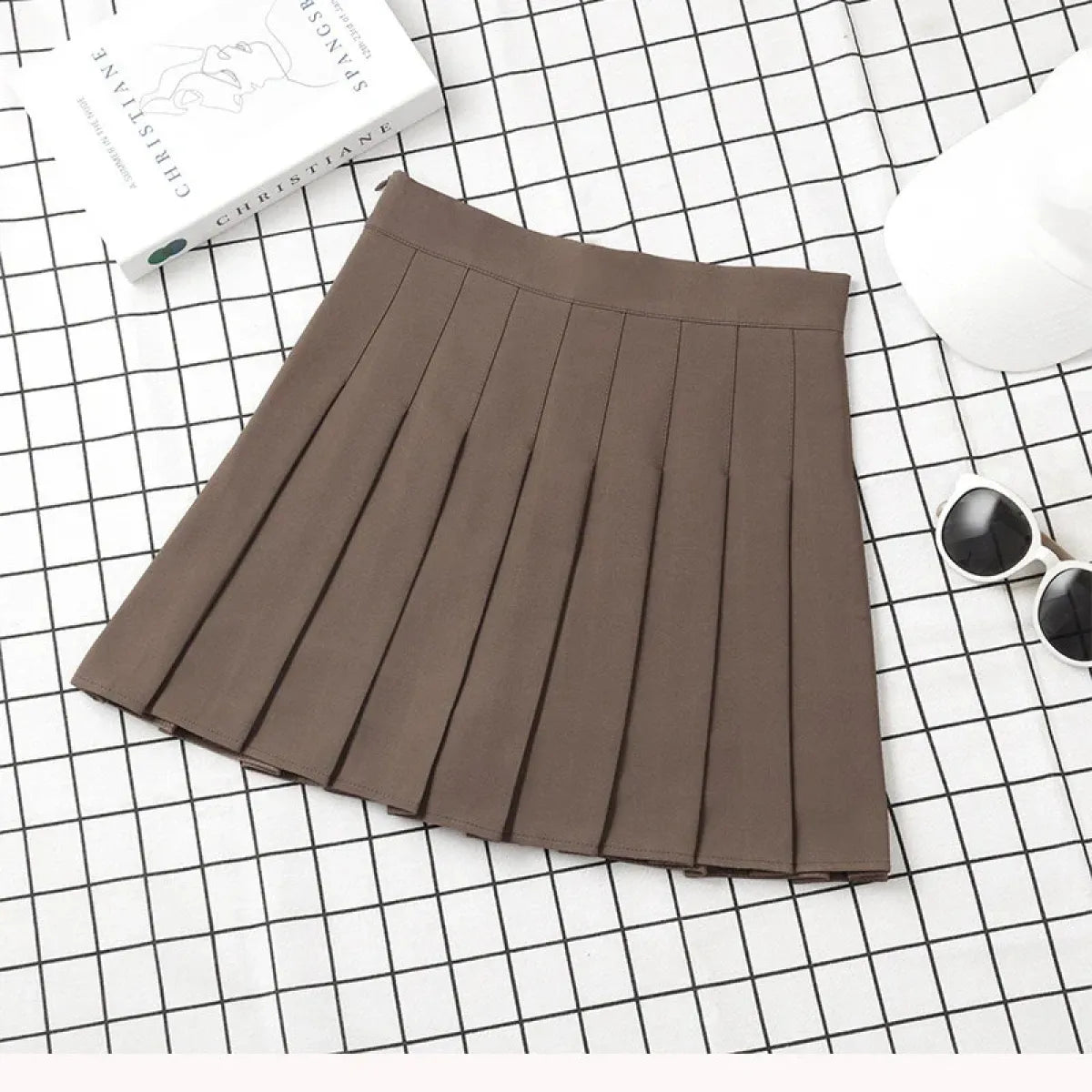 Harajuku Kawaii Fashion Korean Style Y2K Aesthetic Neutral Colors Pleated Tennis Skirt