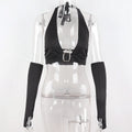 Punk Black Halter Tops