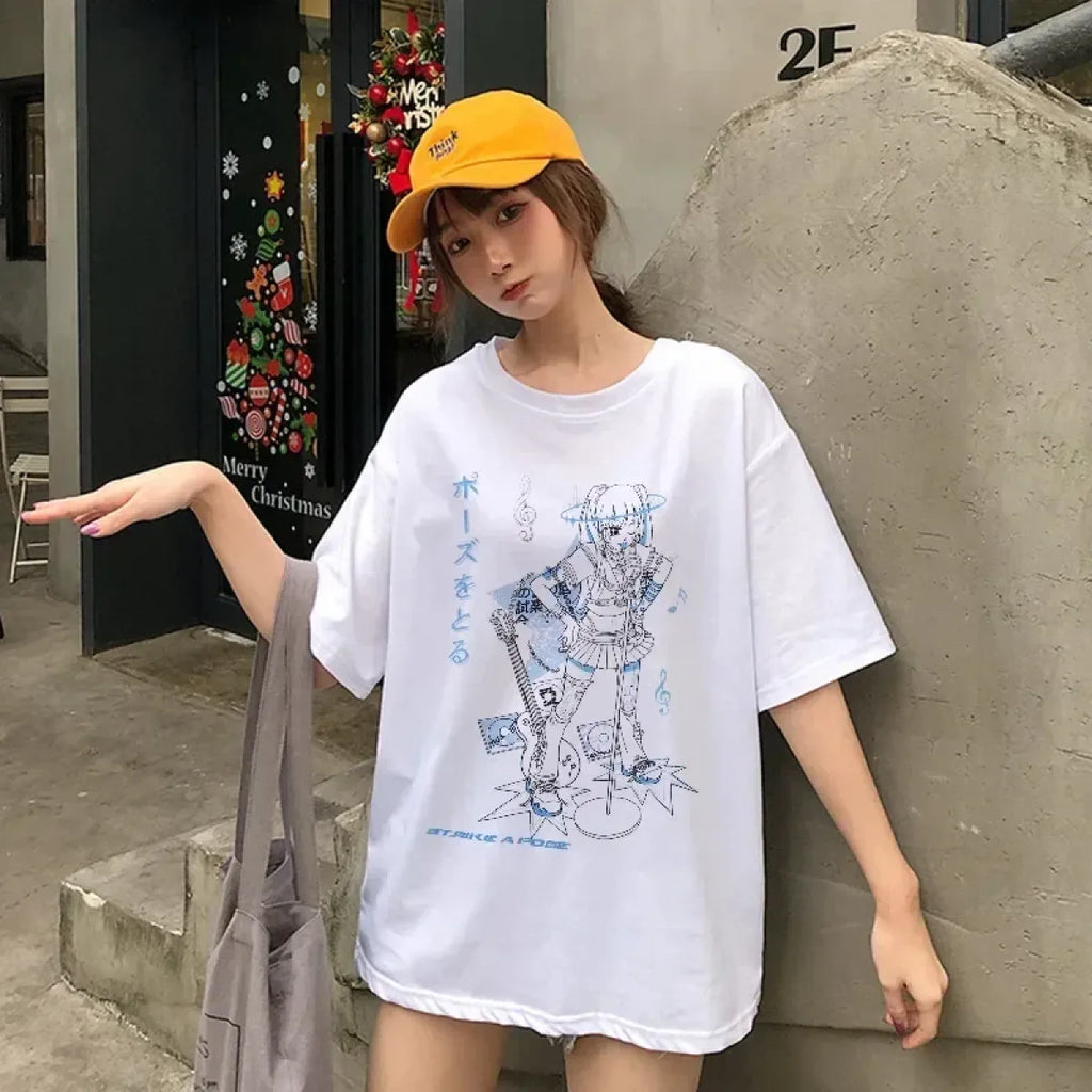 Rockstar Anime Girl Oversized Tee