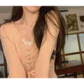 Ruffle Knit Cardigan – Harajuku Lace Trim Slim Fit Sweater