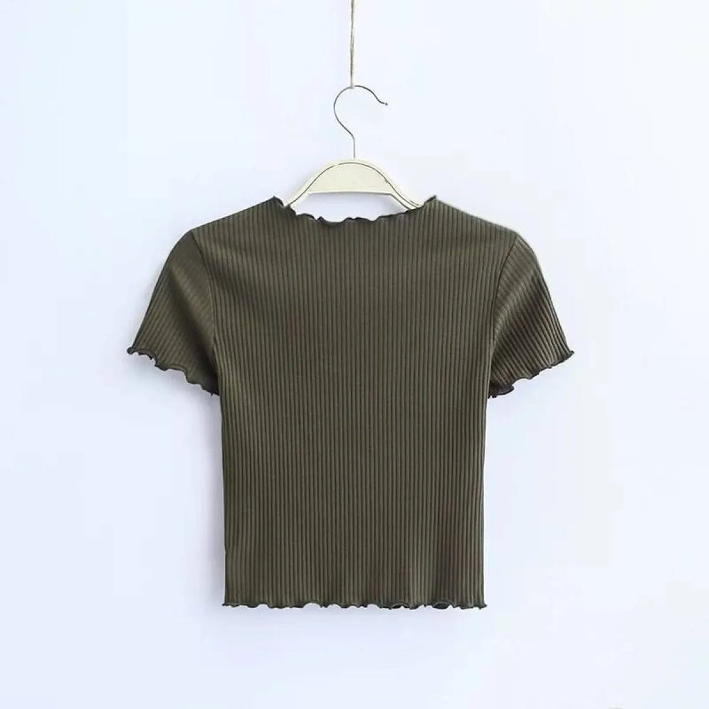 Ruffle Trim Crop Top