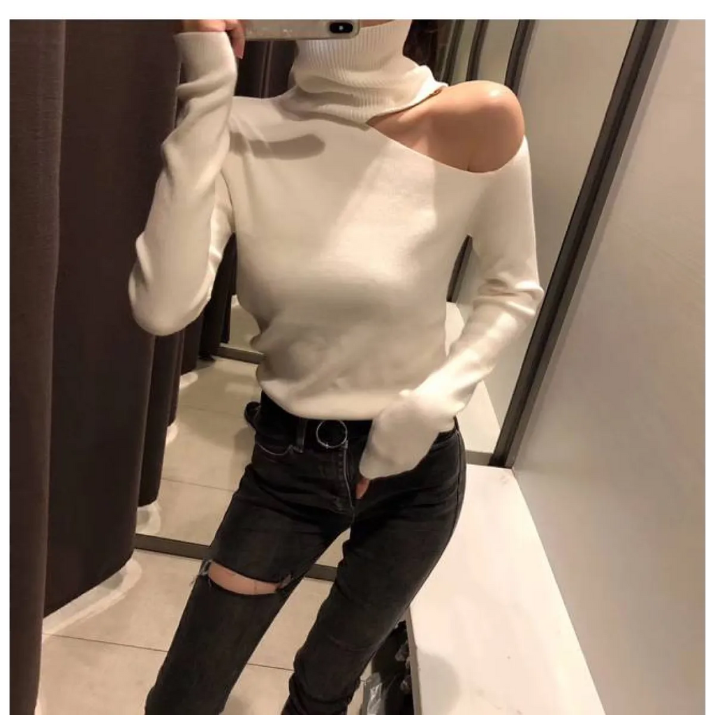 Off Shoulder Knitted Sweater
