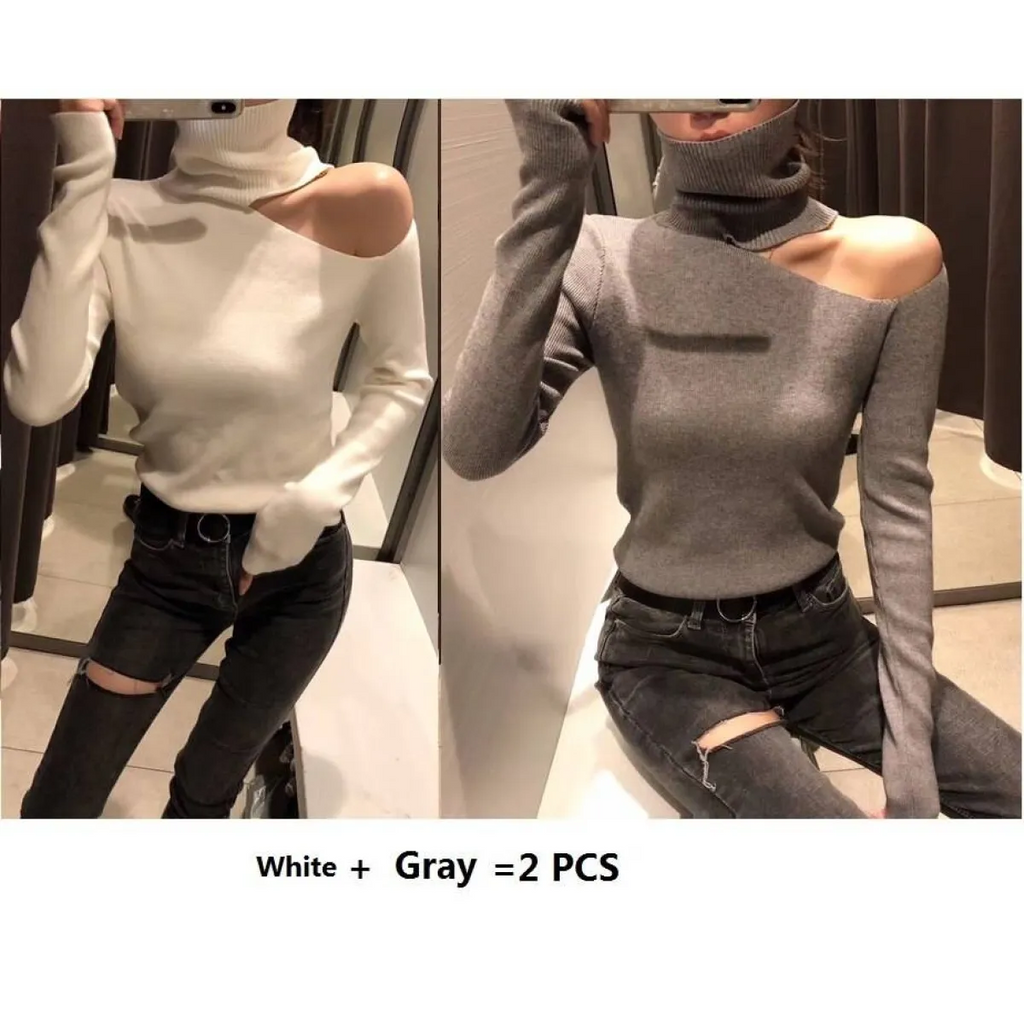 Off Shoulder Knitted Sweater