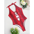 Snake Print Cutout One-Piece – Deep V Thong Swimwear
