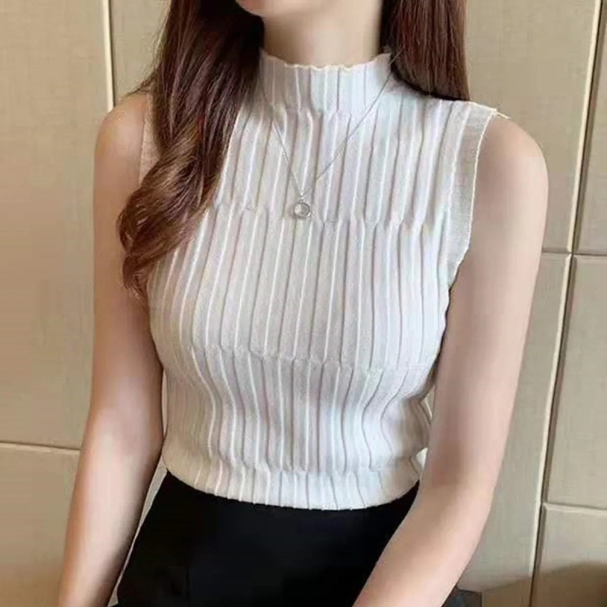 Solid Knitted Vest Tank Tops