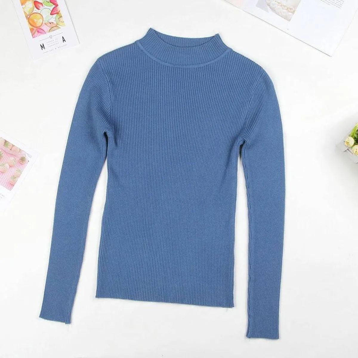 Solid Turtleneck Sweater