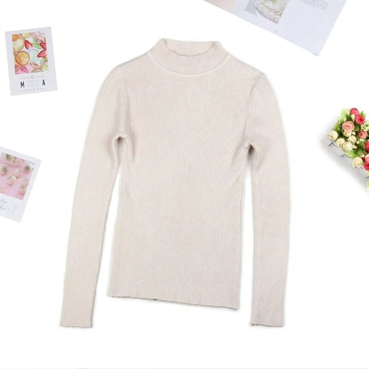 Solid Turtleneck Sweater