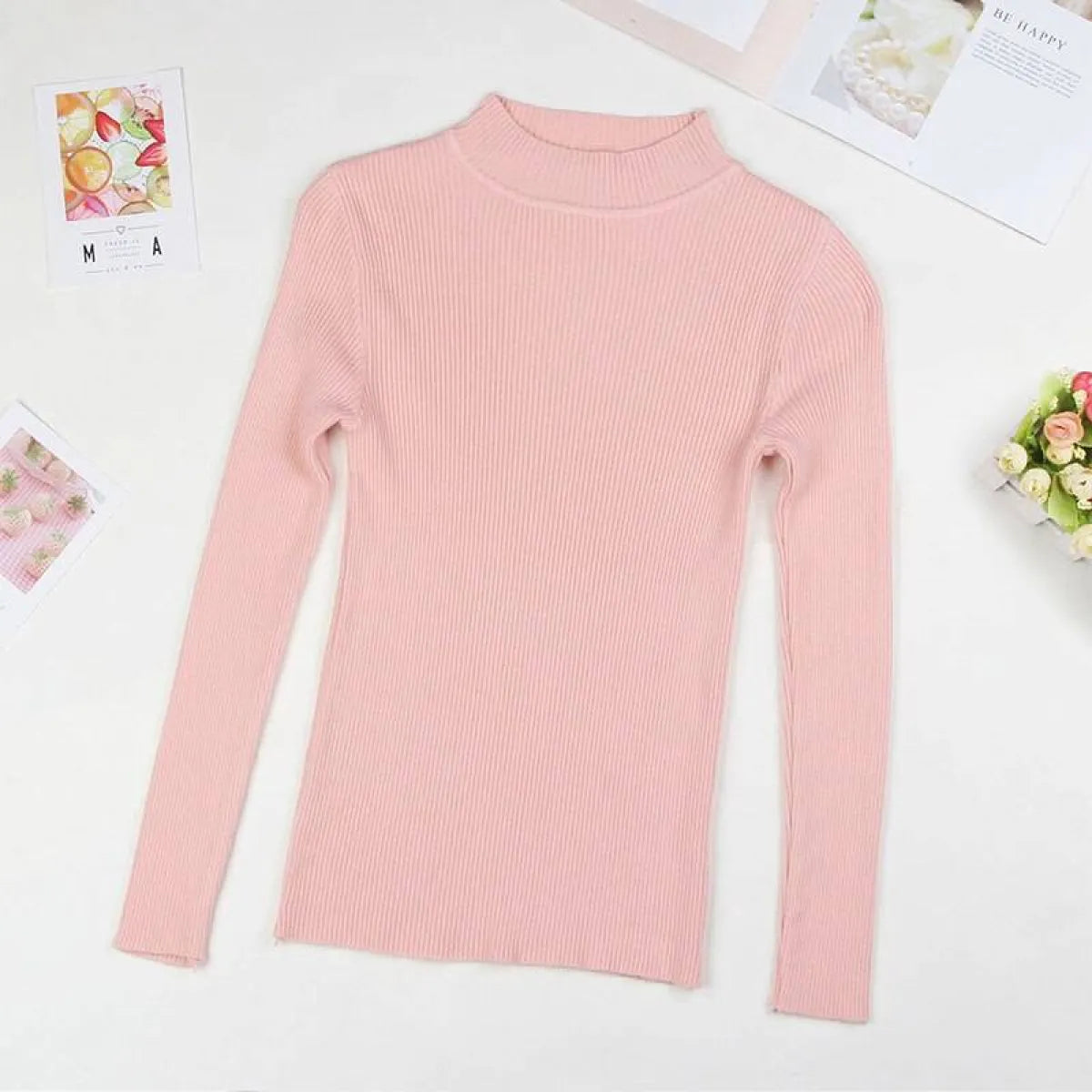 Solid Turtleneck Sweater
