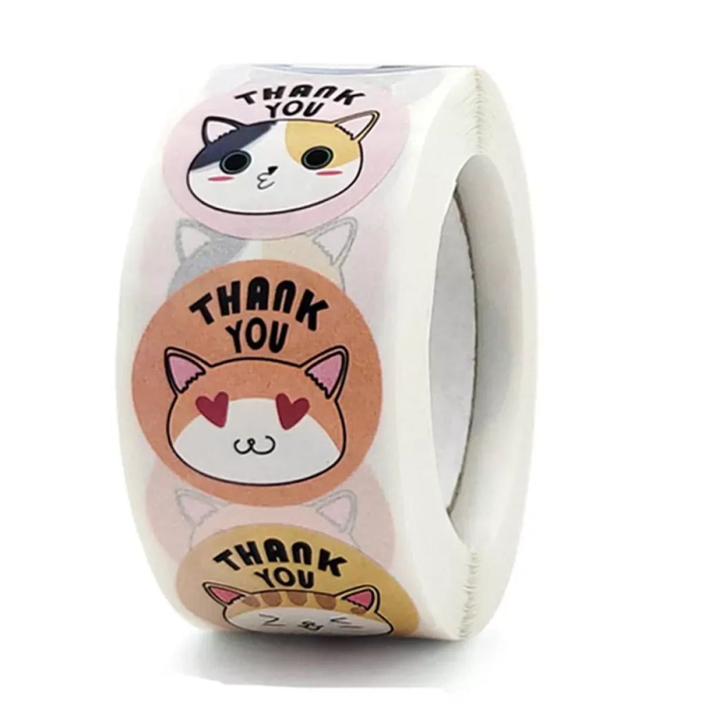 Cute Animal Thank You Stickers Roll - 100-500 PCS