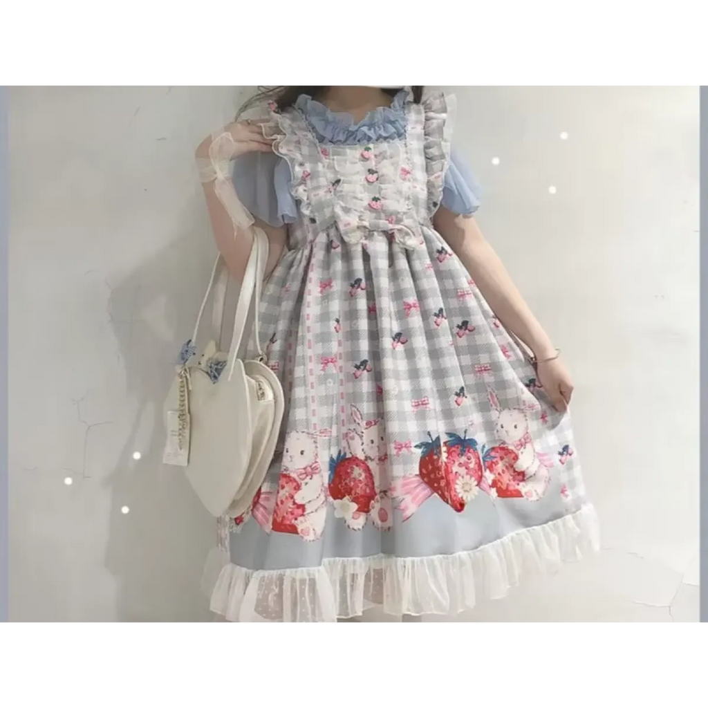 Strawberry Bunny Lolita JSK Dress – Harajuku Cosplay Style