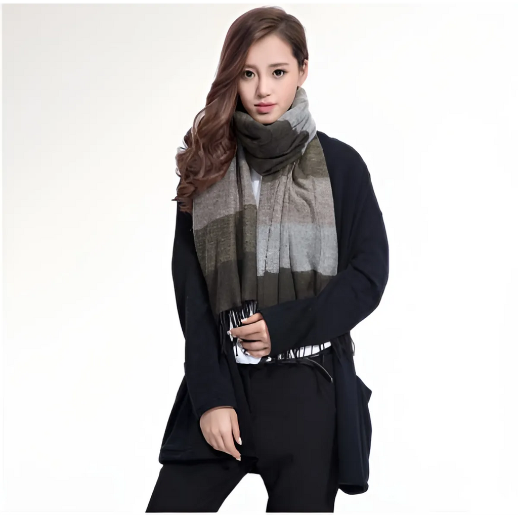 Warm Wide Striped Pashmina Scarf