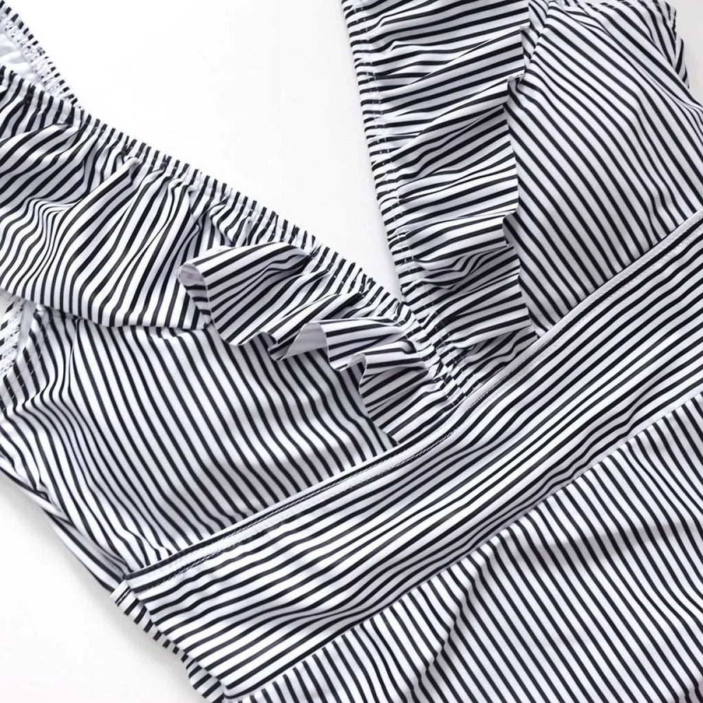 Striped Ruffled Swimsuit