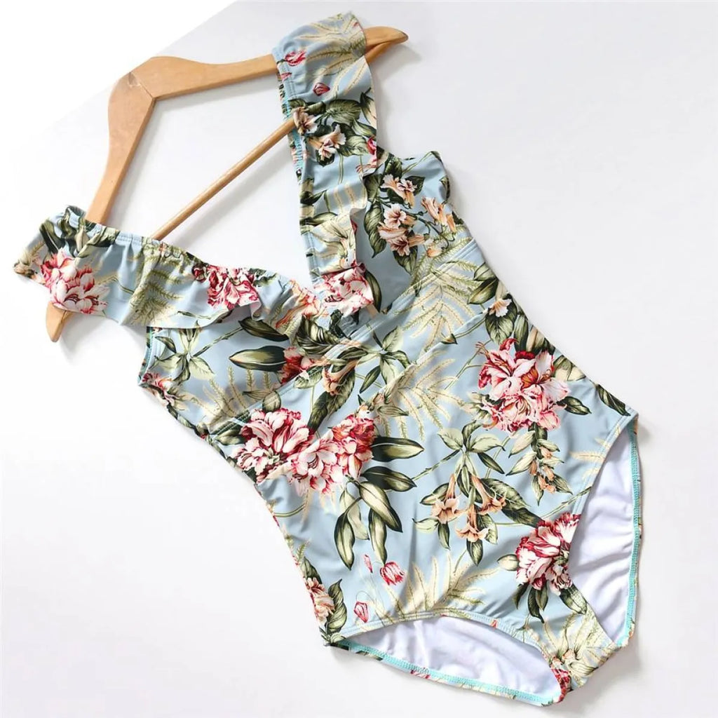 Striped Ruffled Swimsuit