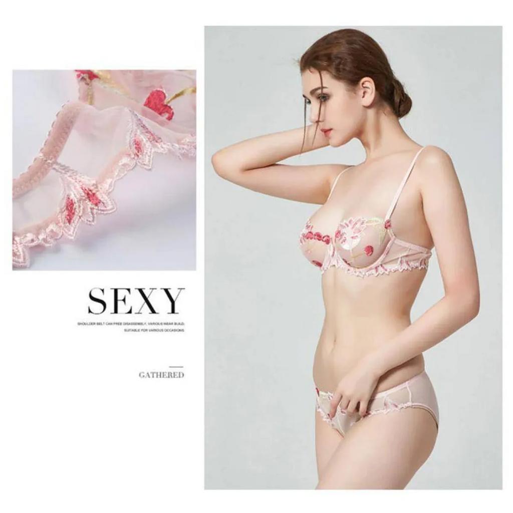 Sexy Transparent Flower Lingerie Set