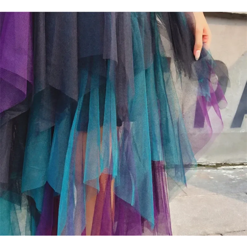 Tulle Midi Skirt for Women - Harajuku High Waist Fashion Summer Tutu