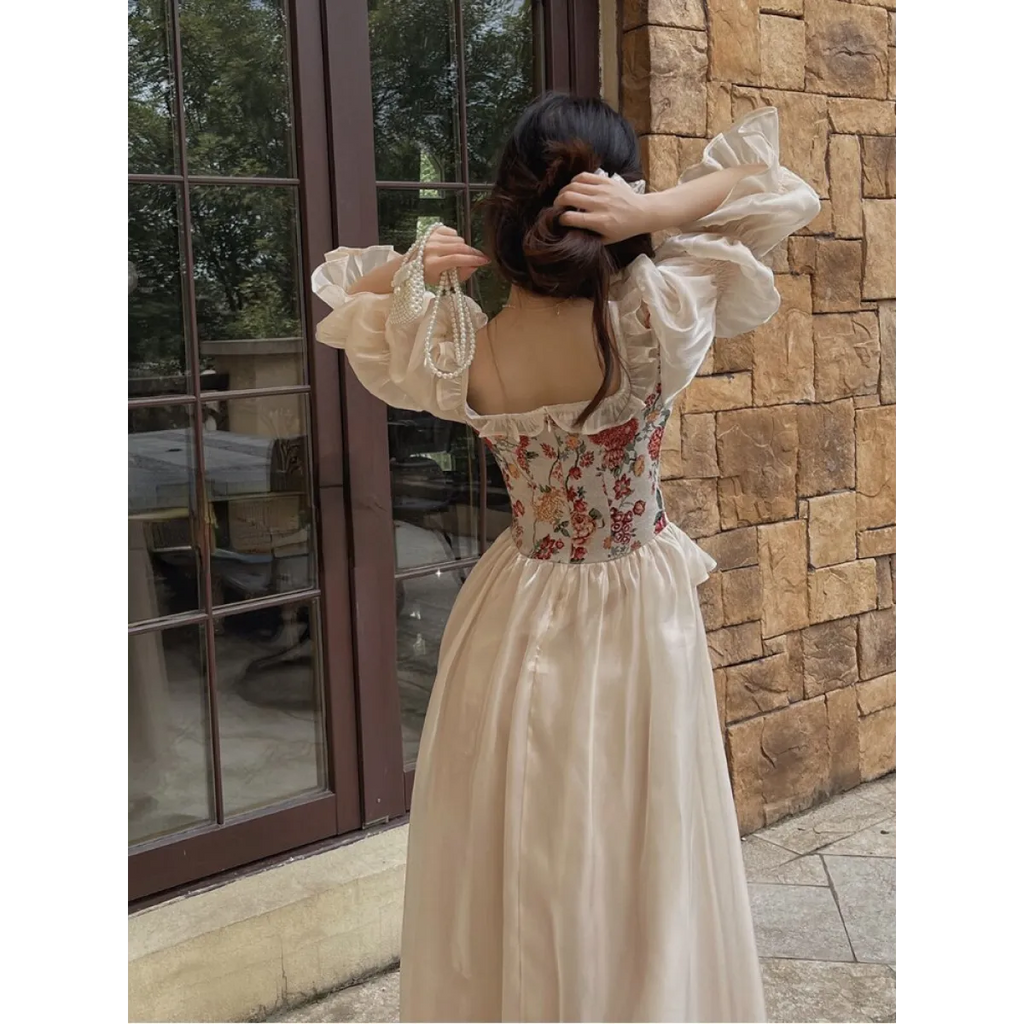 Vintage Floral Midi Dress