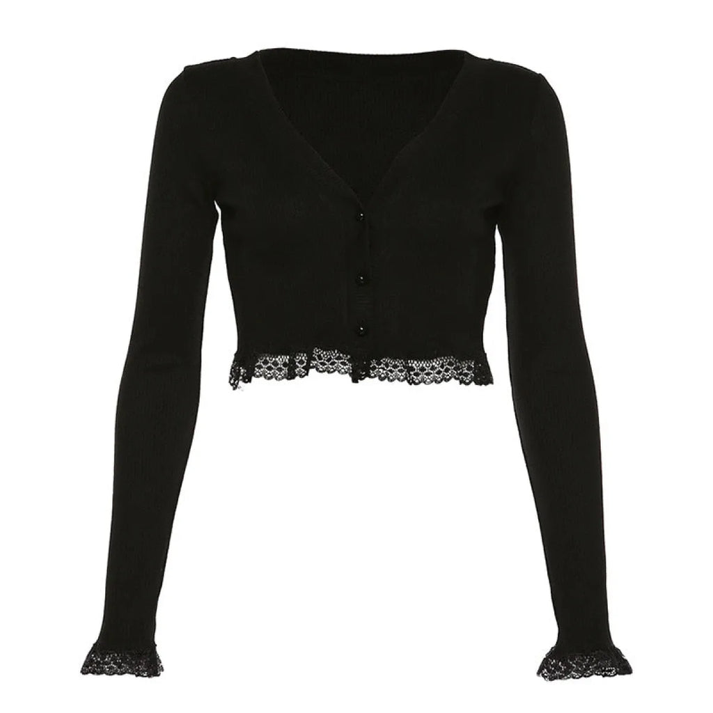 Vintage Gothic Lace Black Cardigan