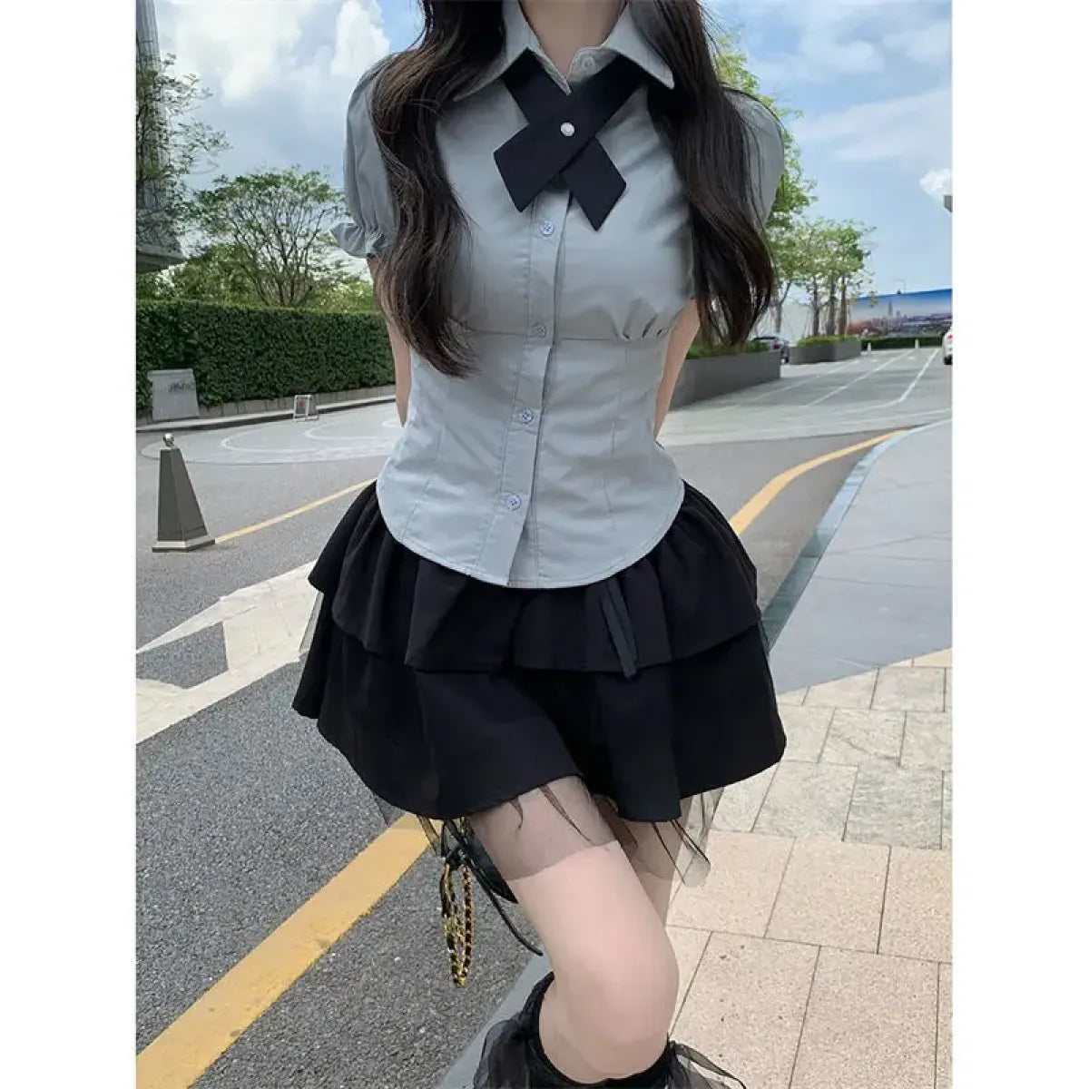 Sexy White Korean Fashion Blouse - Harajuku Chic Slim Top
