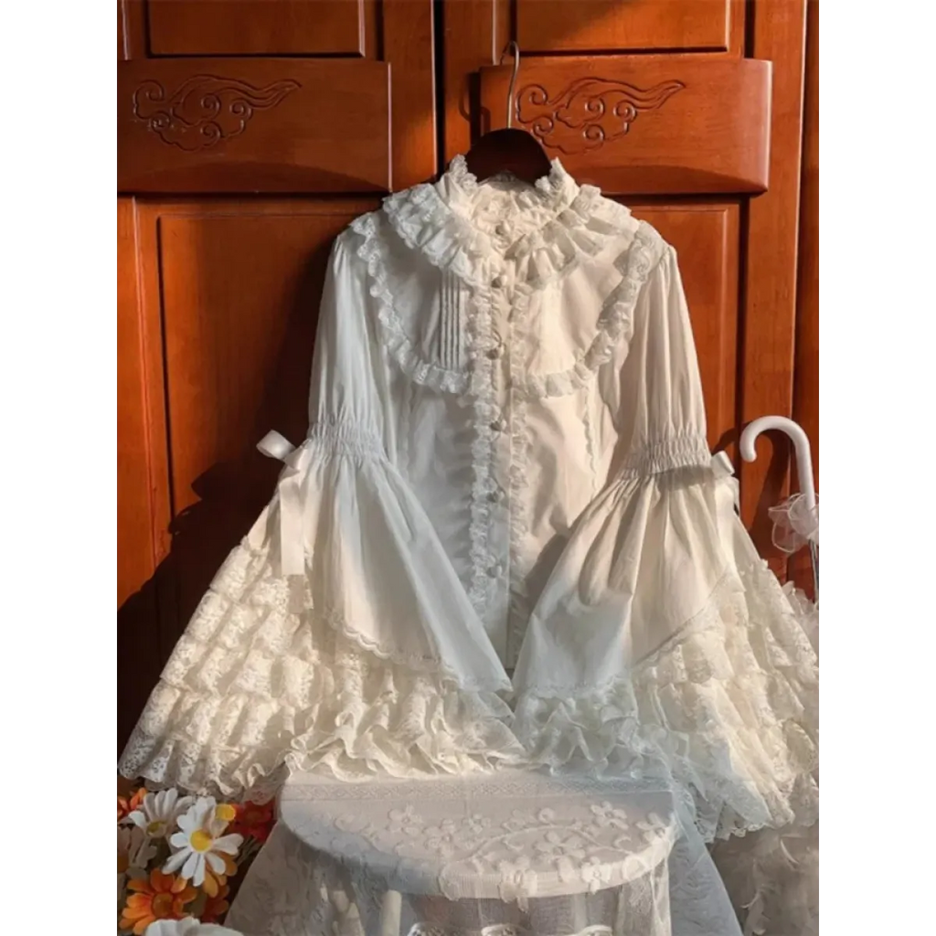 White Lolita Ruffle Lace Blouse