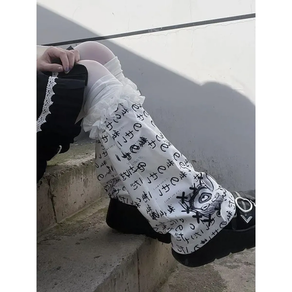 Harajuku Punk Print Leg Warmers – Y2K Gothic Cosplay Sleeves